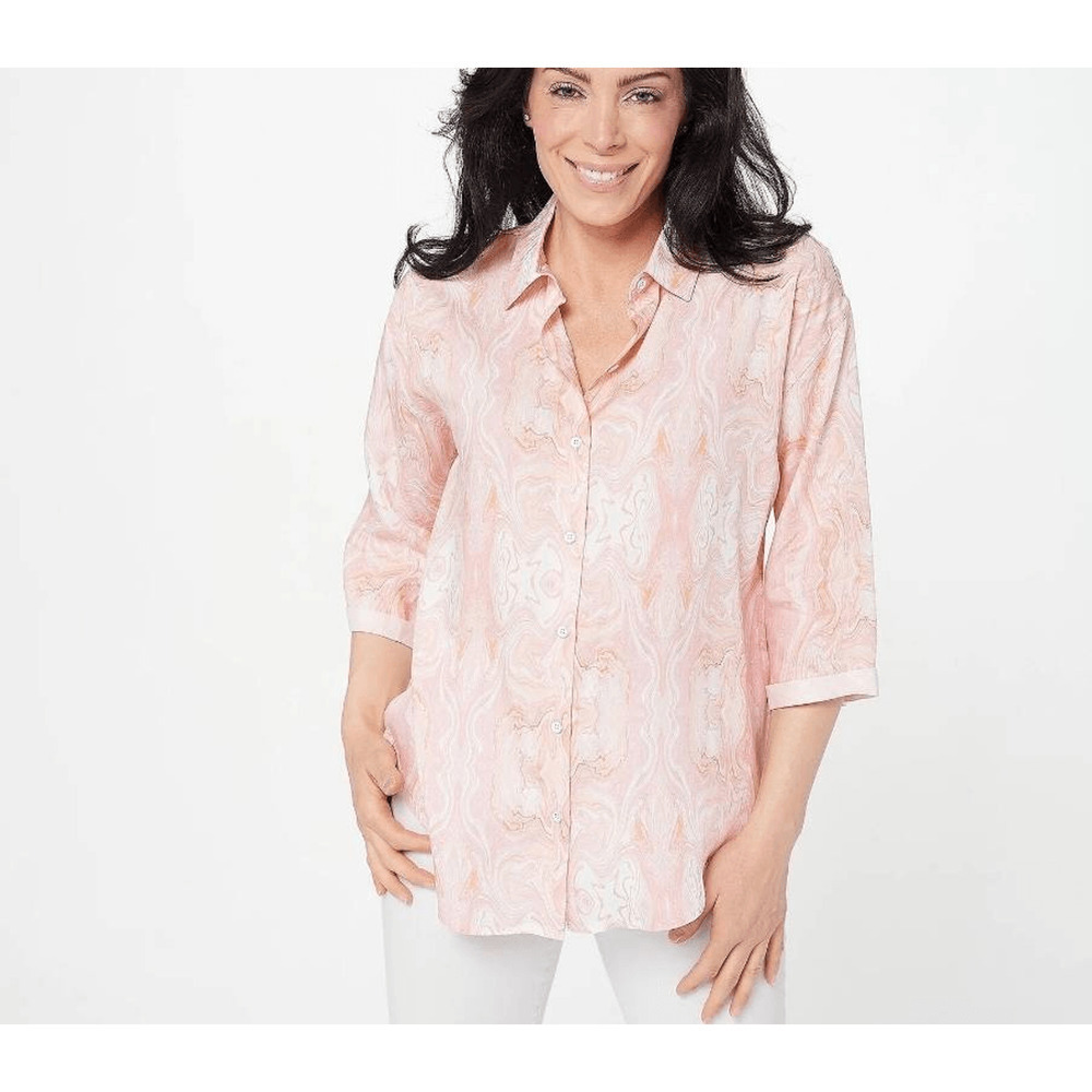 Lori Felt Los Angeles Pink Swirl Print Button Down Shirt XL NWT (7105)